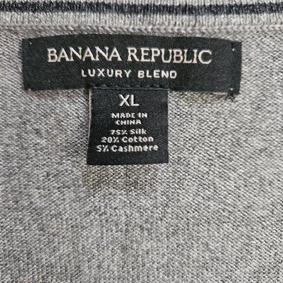 Banana Republic Luxury Blend Silk Cashmere V-Neck Men's Sweater SZ X-Large Gray - Picture 4 of 11
